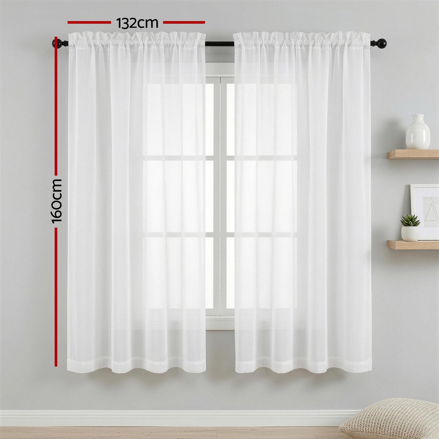Artiss Blockout Curtains 2X 132x160cm Light Filtering Window Drapes Rod Pocket BC-SHR-132X160-CR