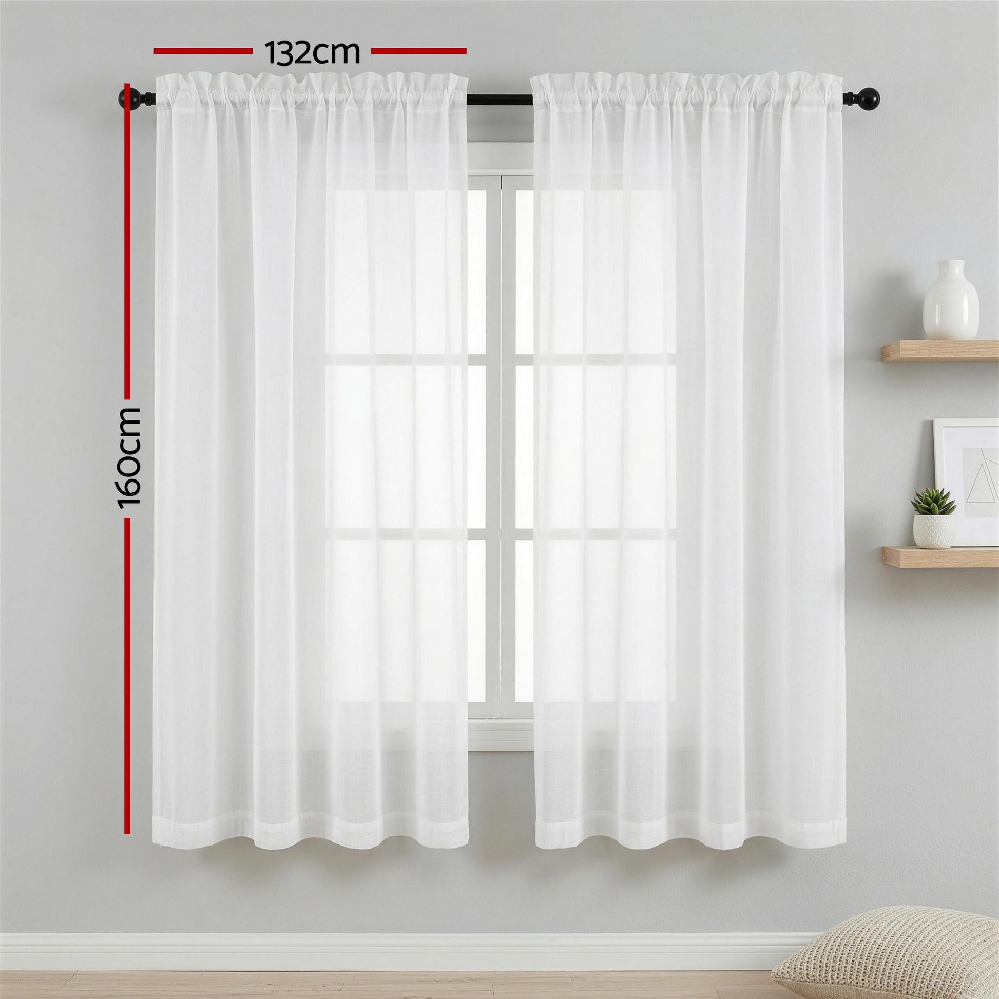 Artiss Blockout Curtains 2X 132x160cm Light Filtering Window Drapes Rod Pocket BC-SHR-132X160-CR