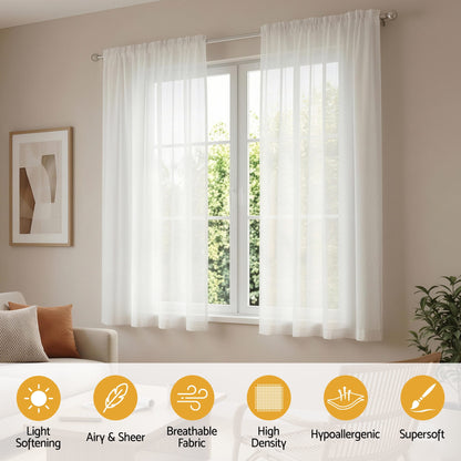 Artiss Blockout Curtains 2X 132x160cm Light Filtering Window Drapes Rod Pocket BC-SHR-132X160-CR