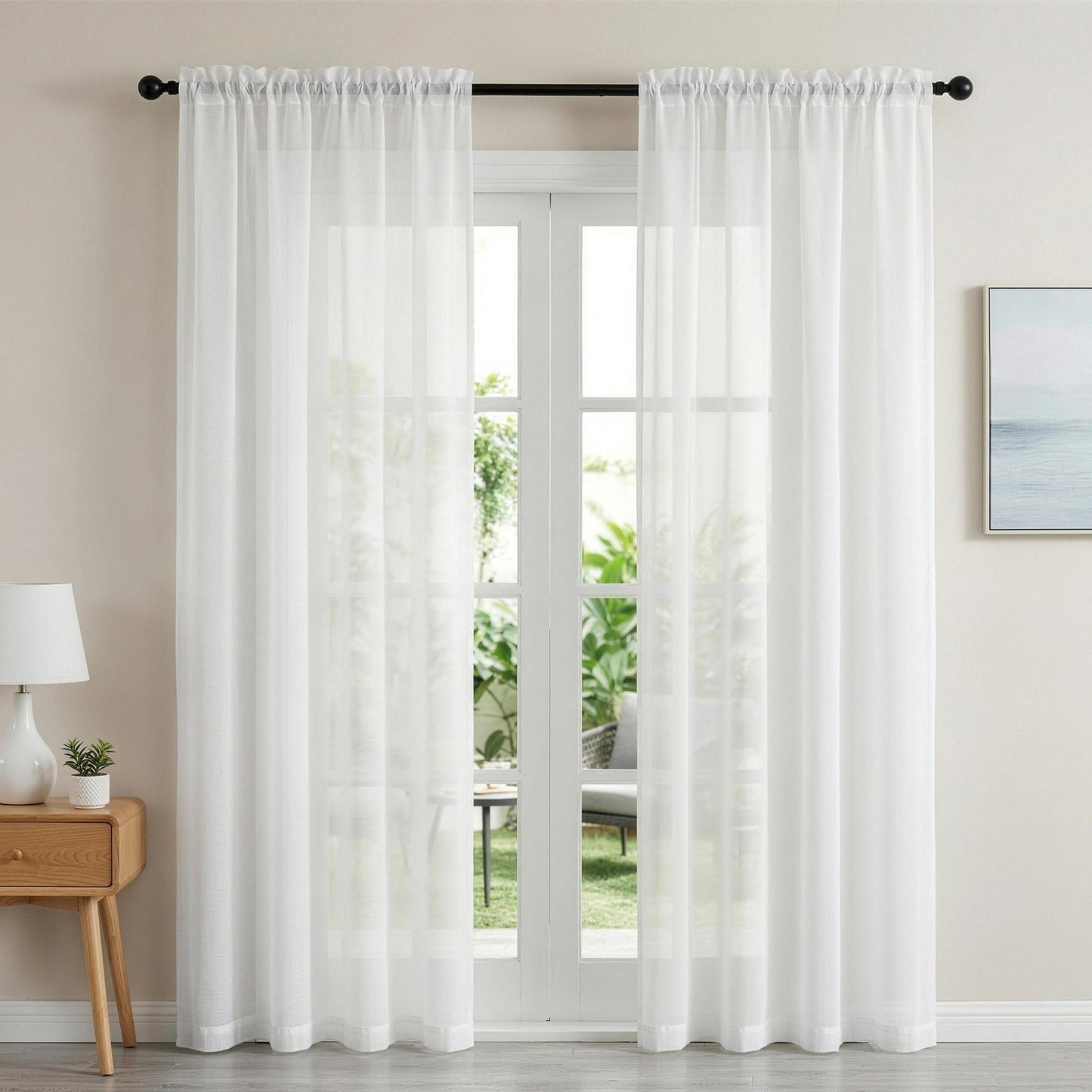Artiss Blockout Curtains 2X 132x213cm Light Filtering Window Drapes Rod Pocket BC-SHR-132X213-CR
