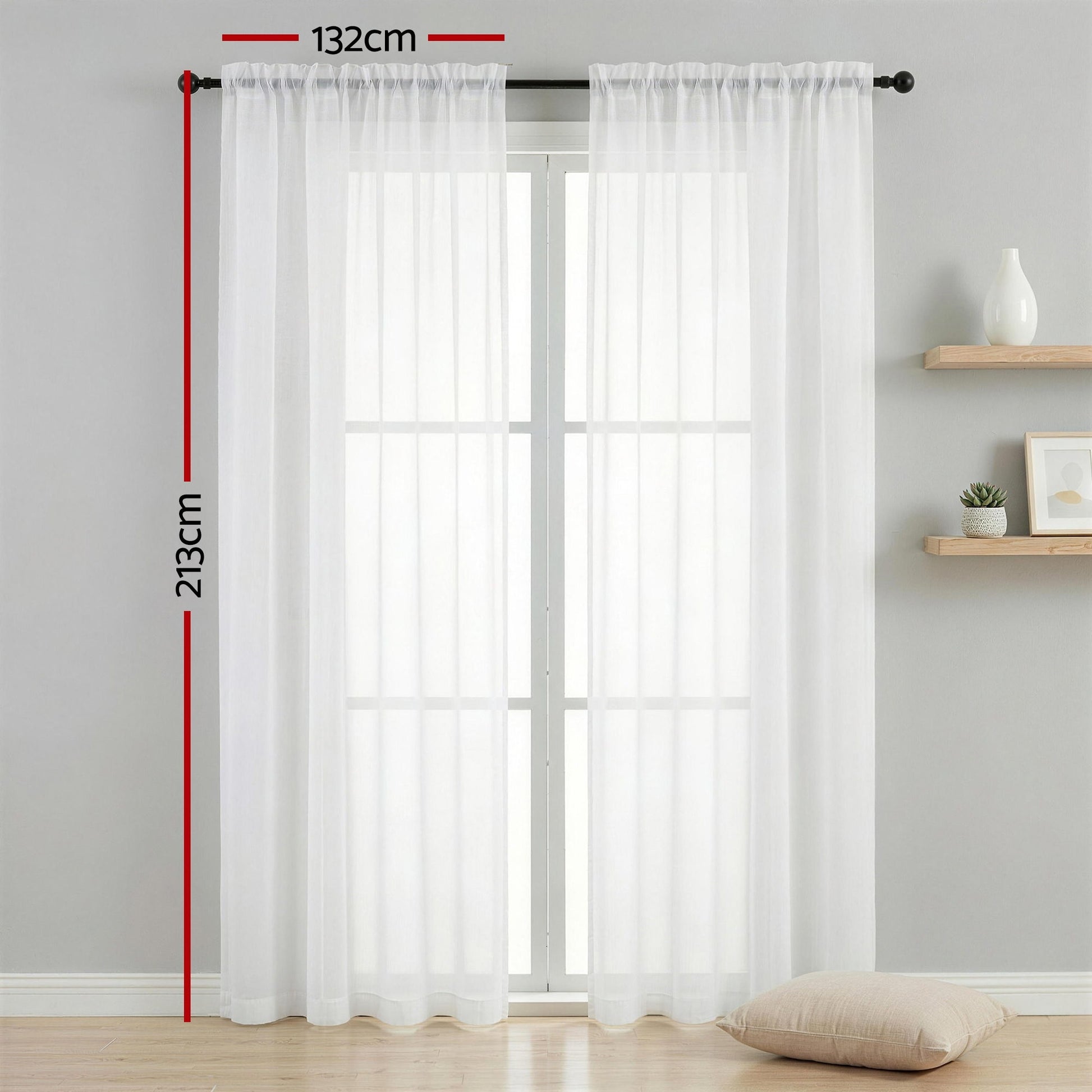 Artiss Blockout Curtains 2X 132x213cm Light Filtering Window Drapes Rod Pocket BC-SHR-132X213-CR