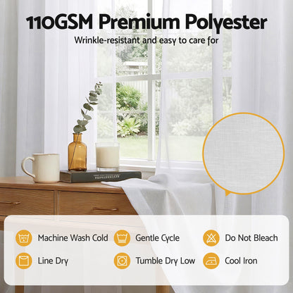 Artiss Blockout Curtains 2X 132x213cm Light Filtering Window Drapes Rod Pocket BC-SHR-132X213-CR