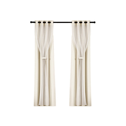 Artiss 2X 132x160cm Blockout Sheer Curtains Beige BC-SR-132X160-BG