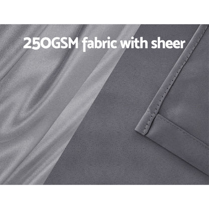 Artiss 2X 132x213cm Blockout Sheer Curtains Charcoal BC-SR-132X213-CH