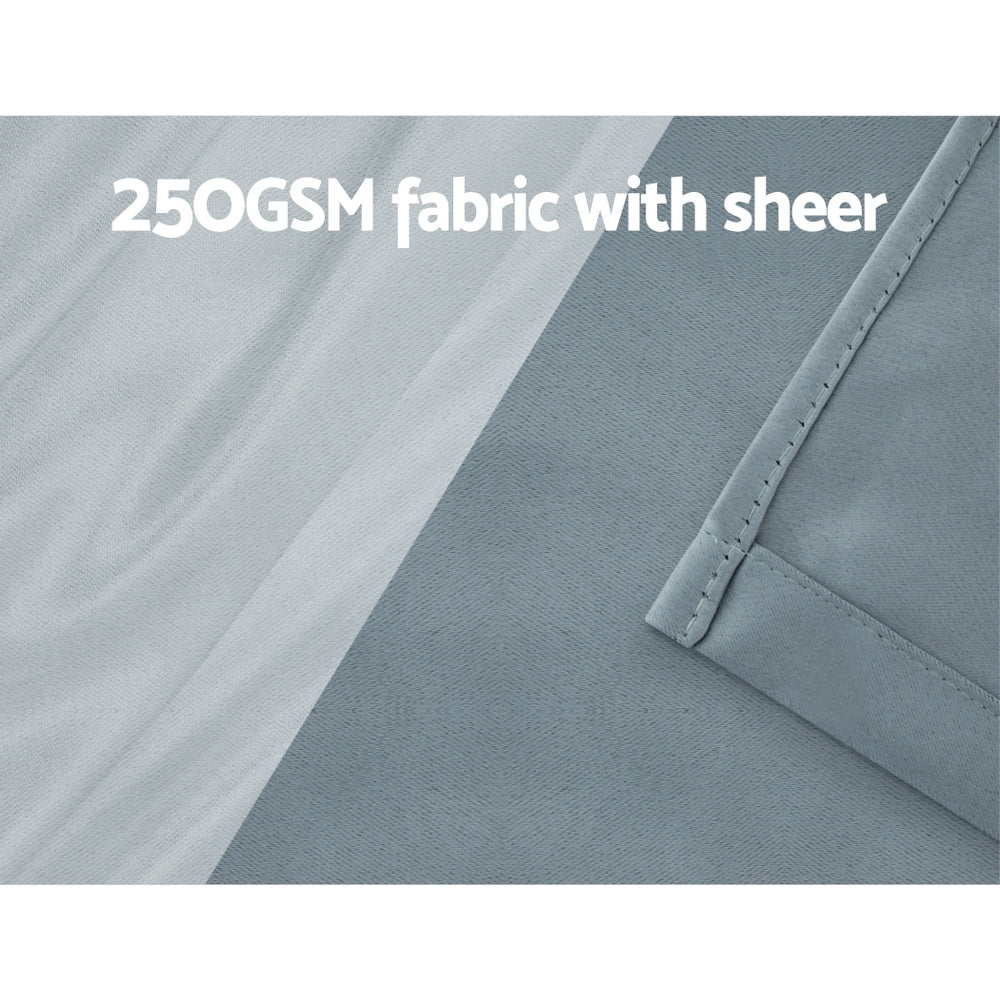 Artiss 2X 132x242cm Blockout Sheer Curtains Light Grey BC-SR-132X242-GY