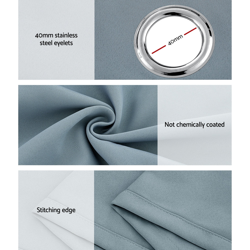 Artiss 2X 132x274cm Blockout Sheer Curtains Light Grey BC-SR-132X274-GY