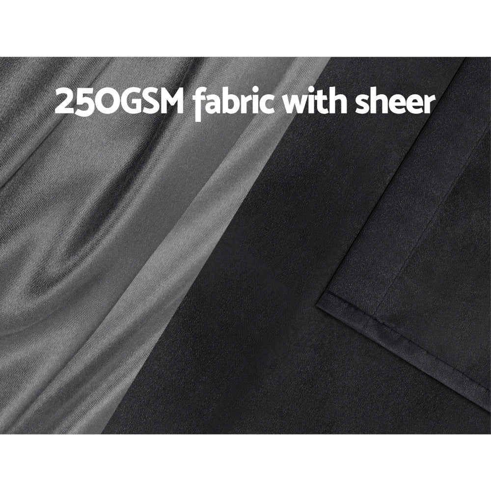 Artiss 2X 132x304cm Blockout Sheer Curtains Black BC-SR-132X304-BK