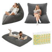 Artiss 3 in 1 Bean Bag Chair with Filler Convertible Bean Bag for Adults, Corduroy DIY Stuffed Bean Bag Sofa BD-3IN1-GR-5FILLER