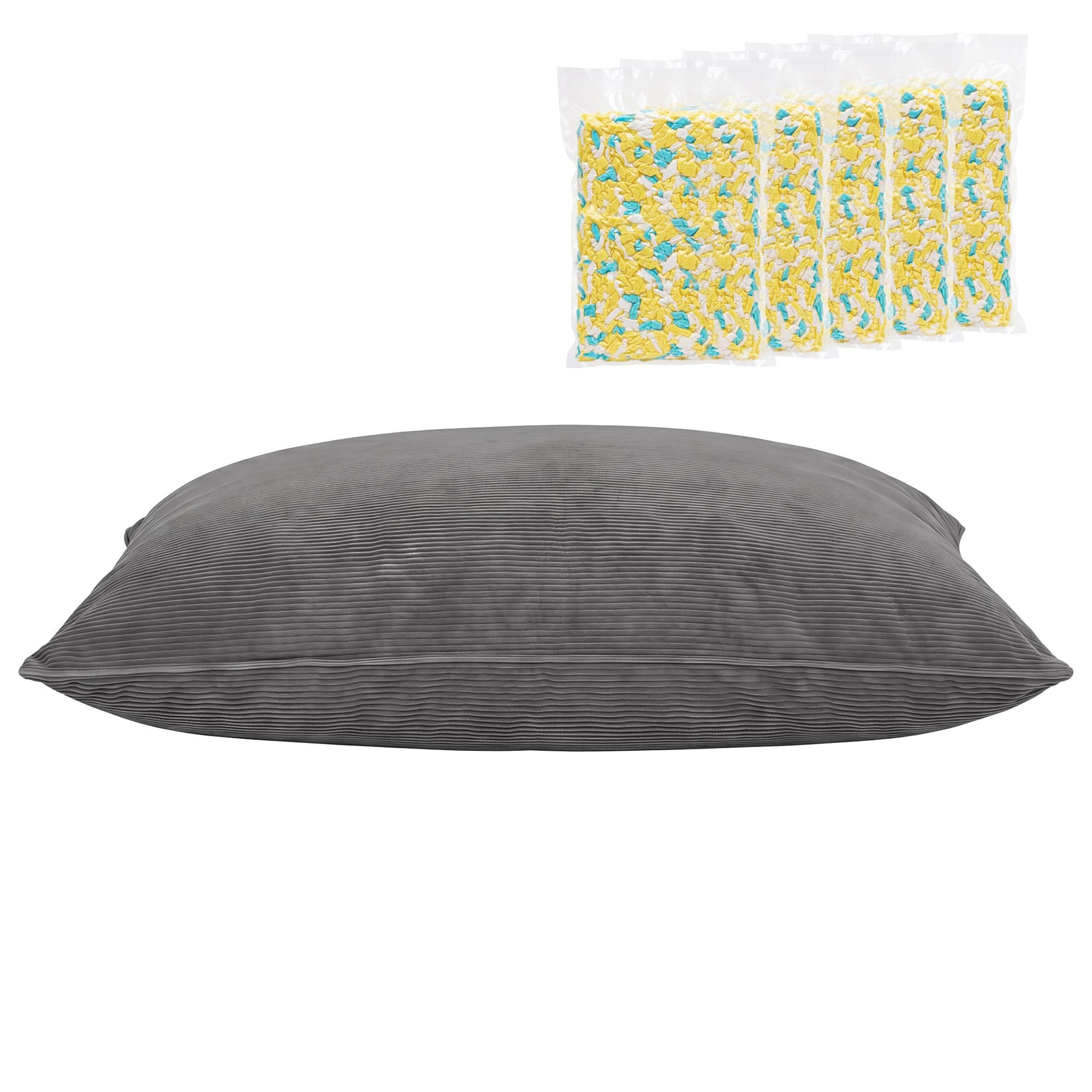 Artiss 3 in 1 Bean Bag Chair with Filler Convertible Bean Bag for Adults, Corduroy DIY Stuffed Bean Bag Sofa BD-3IN1-GR-5FILLER