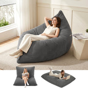 Artiss 3 in 1 Bean Bag Chair with Filler Convertible Bean Bag for Adults, Corduroy DIY Stuffed Bean Bag Sofa BD-3IN1-GR-5FILLER