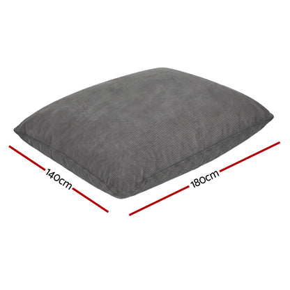 Artiss 3 in 1 Bean Bag Chair Cover (No Filler) Convertible Bean Bag for Adults, Corduroy Stuffed Animal BD-COVER-3IN1-GR
