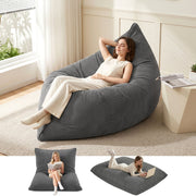 Artiss 3 in 1 Bean Bag Chair Cover (No Filler) Convertible Bean Bag for Adults, Corduroy Stuffed Animal BD-COVER-3IN1-GR