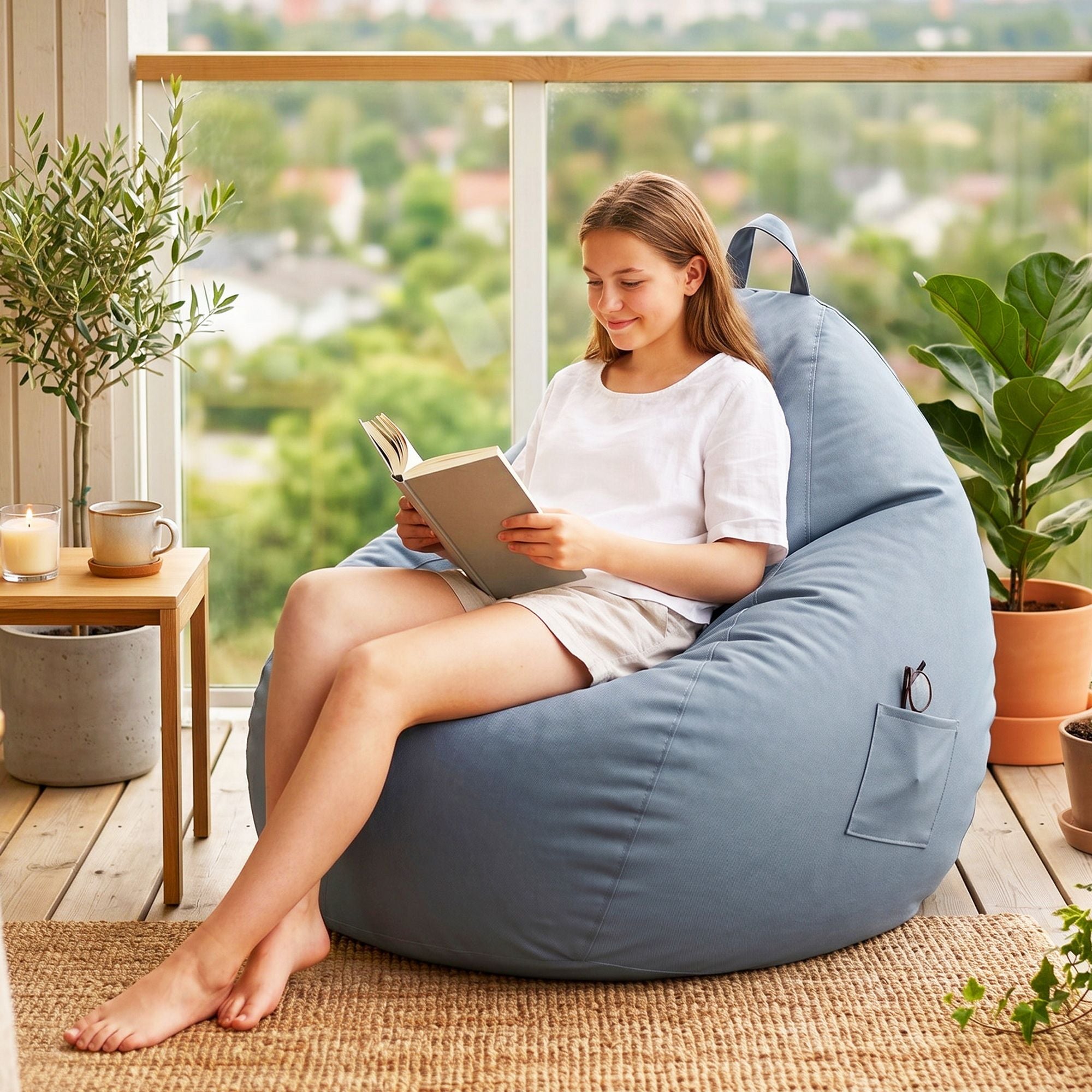 Artiss Outdoor Bean Bag Chair Cover (No Filler) Splash-Proof Beanbag Sofacover for Adults Teens Kids BD-COVER-CH-S-GR