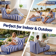 Artiss Outdoor Bean Bag Chair Cover (No Filler) Splash-Proof Beanbag Lounge Sofacover Stuffed Animal Storage BD-COVER-LOUNGE-BLWH