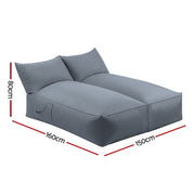 Artiss Outdoor Bean Bag Chair Cover (No Filler) 2 Seater Beanbag Lounge Sofacover Adults Splash-Proof Large BD-COVER-LOUNGE-D-GR