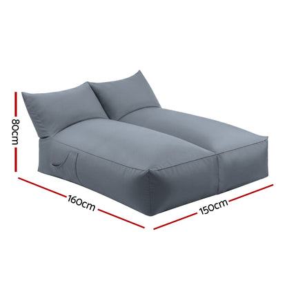 Artiss Outdoor Bean Bag Chair Cover (No Filler) 2 Seater Beanbag Lounge Sofacover Adults Splash-Proof Large BD-COVER-LOUNGE-D-GR