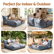 Artiss Outdoor Bean Bag Chair Cover (No Filler) 2 Seater Beanbag Lounge Sofacover Adults Splash-Proof Large BD-COVER-LOUNGE-D-GR