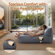 Artiss Outdoor Bean Bag Chair Cover (No Filler) 2 Seater Beanbag Lounge Sofacover Adults Splash-Proof Large BD-COVER-LOUNGE-D-GR