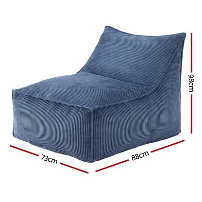 Artiss Bean Bag Chair Cover (No Filler) Soft Corduroy Stuffed Animal Storage Bean Bag Cover for Adults, BD-COVER-LOUNGE-S-BL