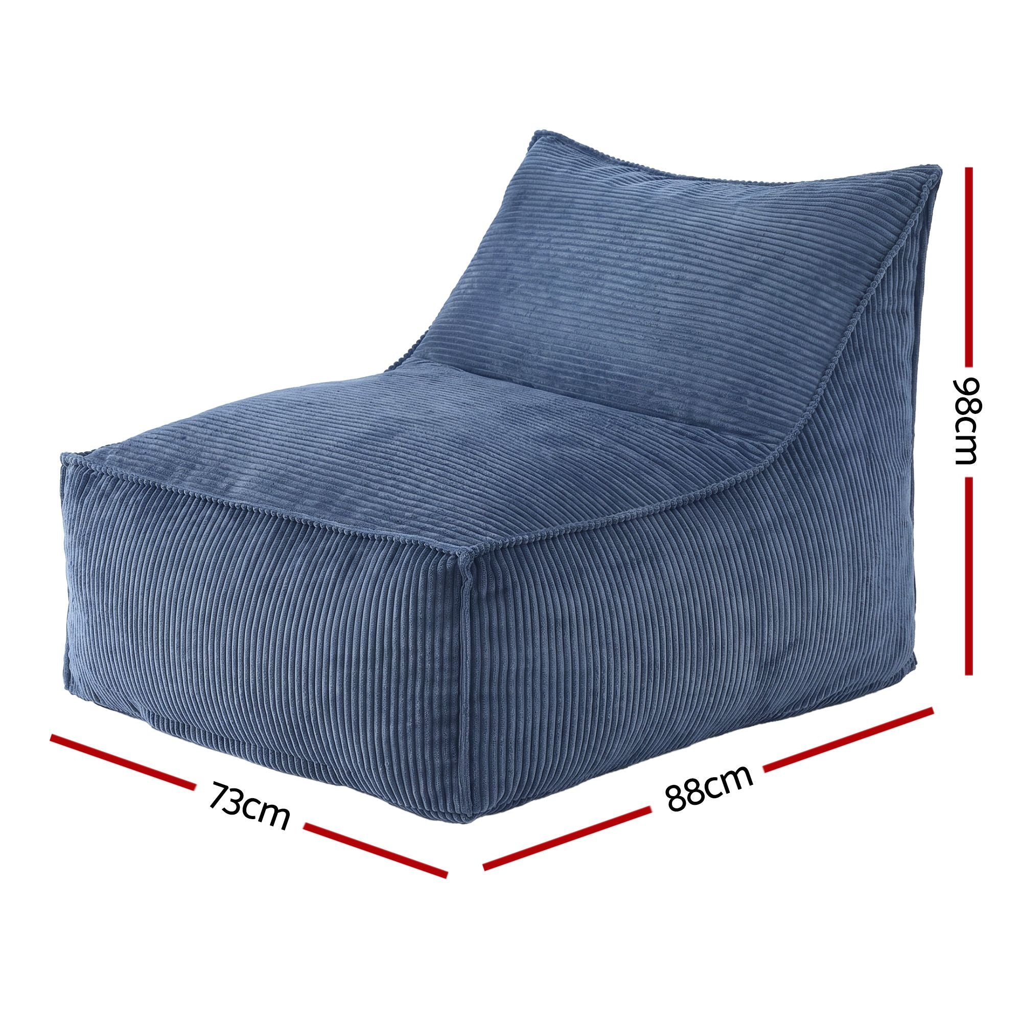 Artiss Bean Bag Chair Cover (No Filler) Soft Corduroy Stuffed Animal Storage Bean Bag Cover for Adults, Washable Lazy Sofa Cover for Living Room Bedroom, Blue