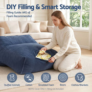 Artiss Bean Bag Chair Cover (No Filler) Soft Corduroy Stuffed Animal Storage Bean Bag Cover for Adults, Washable Lazy Sofa Cover for Living Room Bedroom, Blue