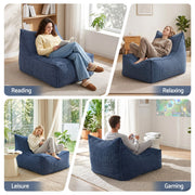 Artiss Bean Bag Chair Cover (No Filler) Soft Corduroy Stuffed Animal Storage Bean Bag Cover for Adults, Washable Lazy Sofa Cover for Living Room Bedroom, Blue
