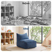 Artiss Bean Bag Chair Cover (No Filler) Soft Corduroy Stuffed Animal Storage Bean Bag Cover for Adults, Washable Lazy Sofa Cover for Living Room Bedroom, Blue