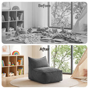 Artiss Bean Bag Chair Cover (No Filler) Soft Corduroy Stuffed Animal Storage Bean Bag Cover for Adults, Washable Lazy Sofa Cover for Living Room Bedroom, Grey