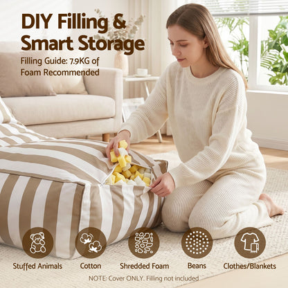 Artiss Outdoor Bean Bag Chair Cover (No Filler) Splash-Proof Beanbag Lounge Sofacover Stuffed Animal Storage BD-COVER-LOUNGE-TAWH