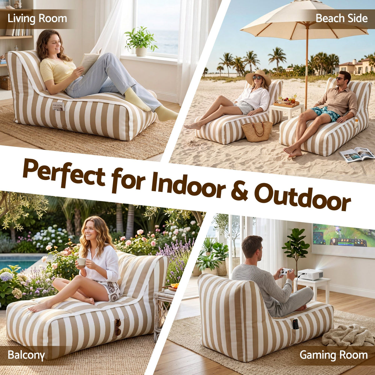 Artiss Outdoor Bean Bag Chair Cover (No Filler) Splash-Proof Beanbag Lounge Sofacover Stuffed Animal Storage BD-COVER-LOUNGE-TAWH