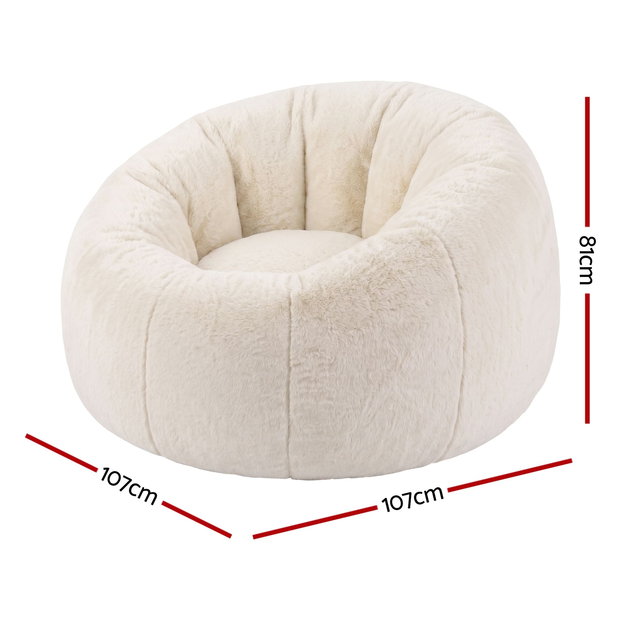 Artiss Bean Bag Chair Cover (No Filler) Soft Faux Fur Beanbag Cover Large Round Stuffed Animal Storage Bean Bag Cover Washable Lazy Sofa Cover for Adults Kids Teens, Beige