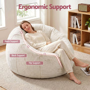 Artiss Bean Bag Chair Cover (No Filler) Soft Faux Fur Beanbag Cover Large Round Stuffed Animal Storage Bean Bag Cover Washable Lazy Sofa Cover for Adults Kids Teens, Beige