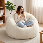 Artiss Bean Bag Chair Cover (No Filler) Soft Faux Fur Beanbag Cover Large Round Stuffed Animal Storage Bean Bag Cover Washable Lazy Sofa Cover for Adults Kids Teens, Beige