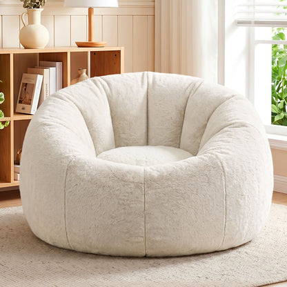 Artiss Bean Bag Chair Cover (No Filler) Soft Faux Fur Beanbag Cover Large Round Stuffed Animal Storage Bean BD-COVER-ROUND-BE