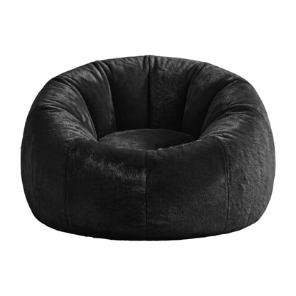 Artiss Bean Bag Chair Cover (No Filler) Soft Faux Fur Beanbag Cover Large Round Stuffed Animal Storage Bean BD-COVER-ROUND-BK
