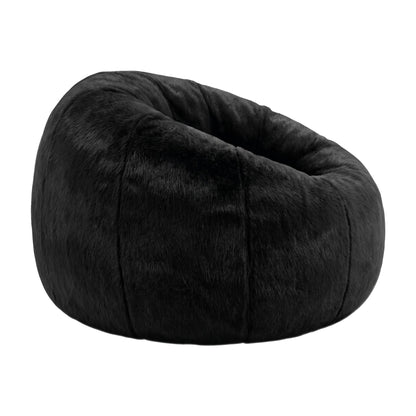 Artiss Bean Bag Chair Cover (No Filler) Soft Faux Fur Beanbag Cover Large Round Stuffed Animal Storage Bean BD-COVER-ROUND-BK