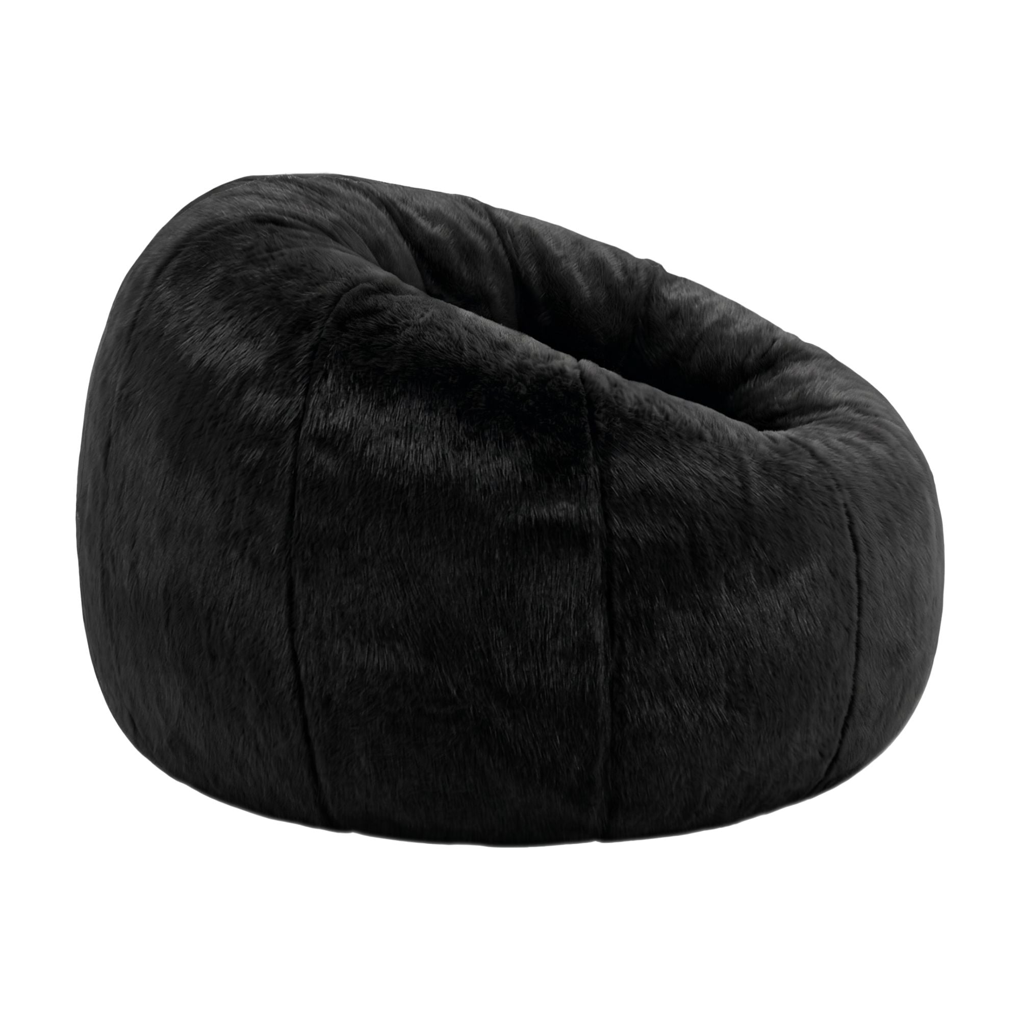 Artiss Bean Bag Chair Cover (No Filler) Soft Faux Fur Beanbag Cover Large Round Stuffed Animal Storage Bean Bag Cover Washable Lazy Sofa Cover for Adults Kids Teens, Black