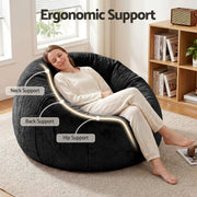 Artiss Bean Bag Chair Cover (No Filler) Soft Faux Fur Beanbag Cover Large Round Stuffed Animal Storage Bean Bag Cover Washable Lazy Sofa Cover for Adults Kids Teens, Black