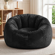 Artiss Bean Bag Chair Cover (No Filler) Soft Faux Fur Beanbag Cover Large Round Stuffed Animal Storage Bean Bag Cover Washable Lazy Sofa Cover for Adults Kids Teens, Black