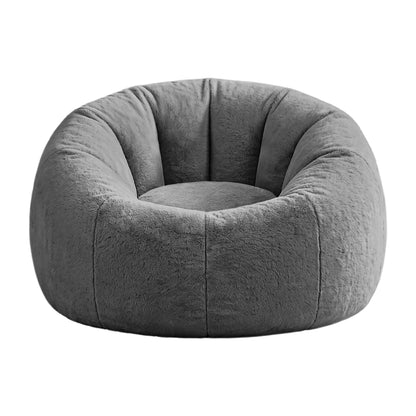 Artiss Bean Bag Chair Cover (No Filler) Soft Faux Fur Beanbag Cover Large Round Stuffed Animal Storage Bean BD-COVER-ROUND-GR