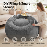 Artiss Bean Bag Chair Cover (No Filler) Soft Faux Fur Beanbag Cover Large Round Stuffed Animal Storage Bean Bag Cover Washable Lazy Sofa Cover for Adults Kids Teens, Grey
