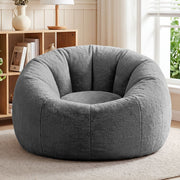 Artiss Bean Bag Chair Cover (No Filler) Soft Faux Fur Beanbag Cover Large Round Stuffed Animal Storage Bean Bag Cover Washable Lazy Sofa Cover for Adults Kids Teens, Grey