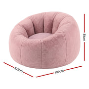 Artiss Bean Bag Chair Cover (No Filler) Soft Faux Fur Beanbag Cover Large Round Stuffed Animal Storage Bean Bag Cover Washable Lazy Sofa Cover for Adults Kids Teens, Pink