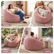 Artiss Bean Bag Chair Cover (No Filler) Soft Faux Fur Beanbag Cover Large Round Stuffed Animal Storage Bean Bag Cover Washable Lazy Sofa Cover for Adults Kids Teens, Pink