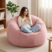 Artiss Bean Bag Chair Cover (No Filler) Soft Faux Fur Beanbag Cover Large Round Stuffed Animal Storage Bean Bag Cover Washable Lazy Sofa Cover for Adults Kids Teens, Pink