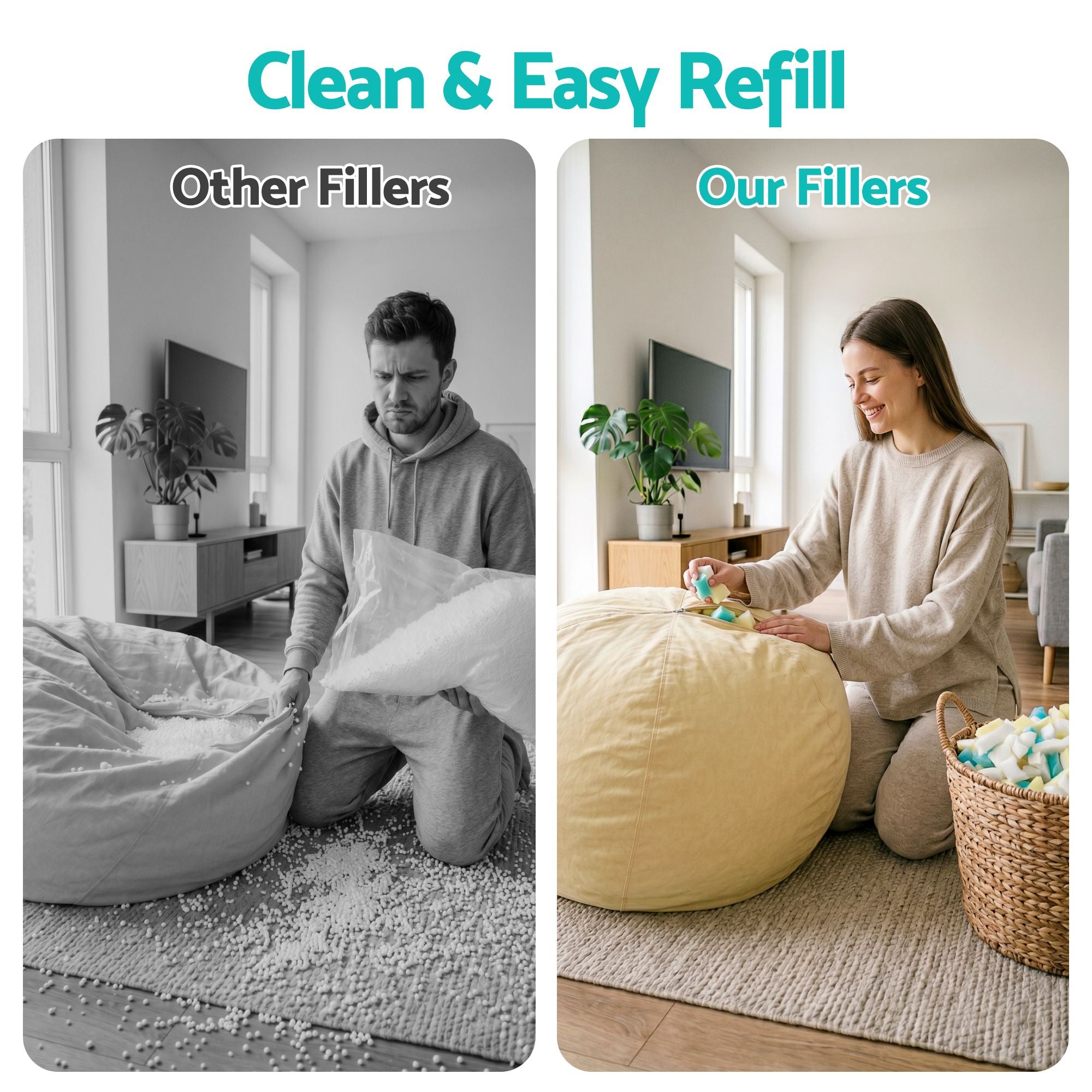 Artiss 10lbs (4.4KG) Bean Bag Filler Shredded Memory Foam Filling High Density Soft Pillow Stuffing for Bean BD-FILLER-MCX2