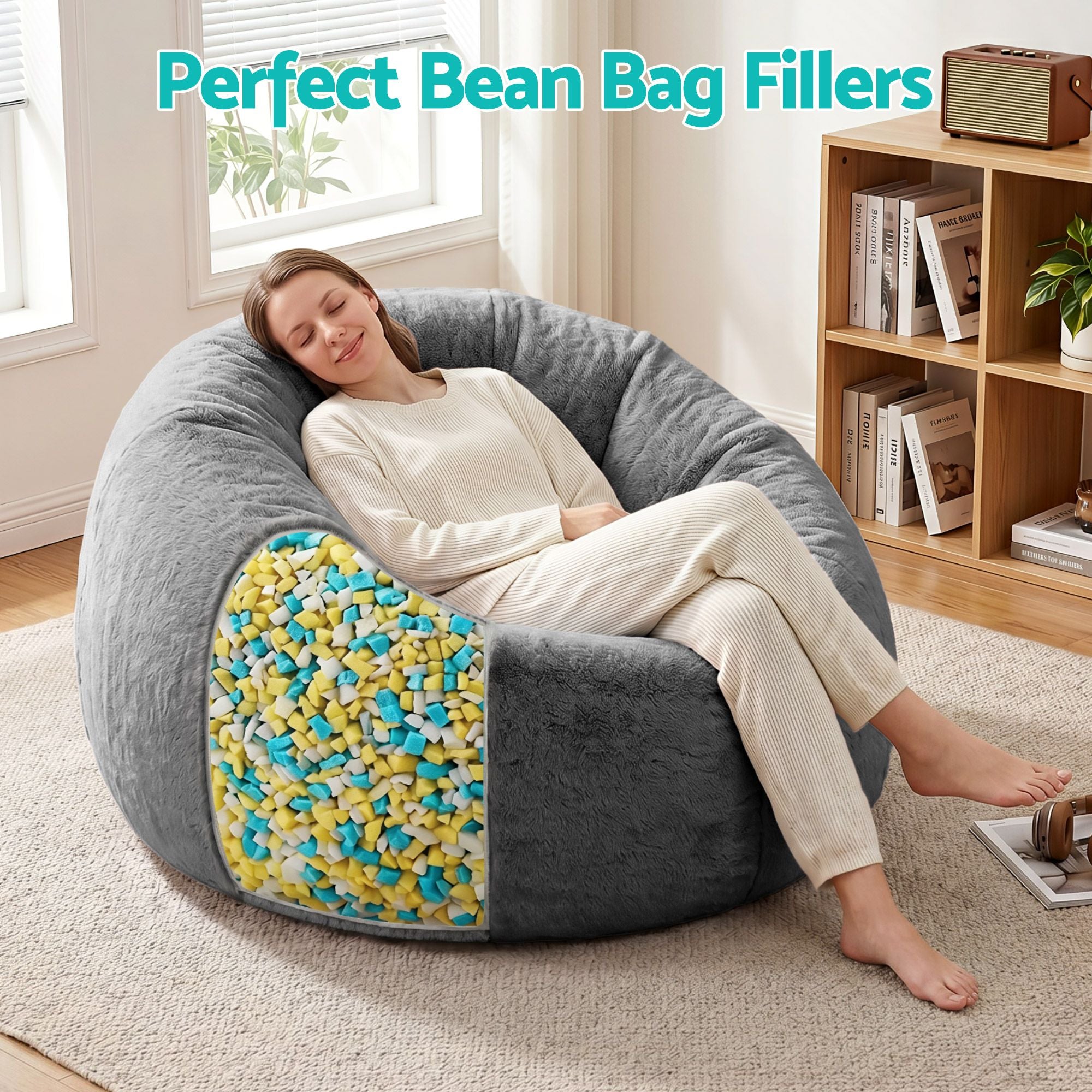 Artiss 15lbs (6.6KG) Bean Bag Filler Shredded Memory Foam Filling High Density Soft Pillow Stuffing for Bean BD-FILLER-MCX3