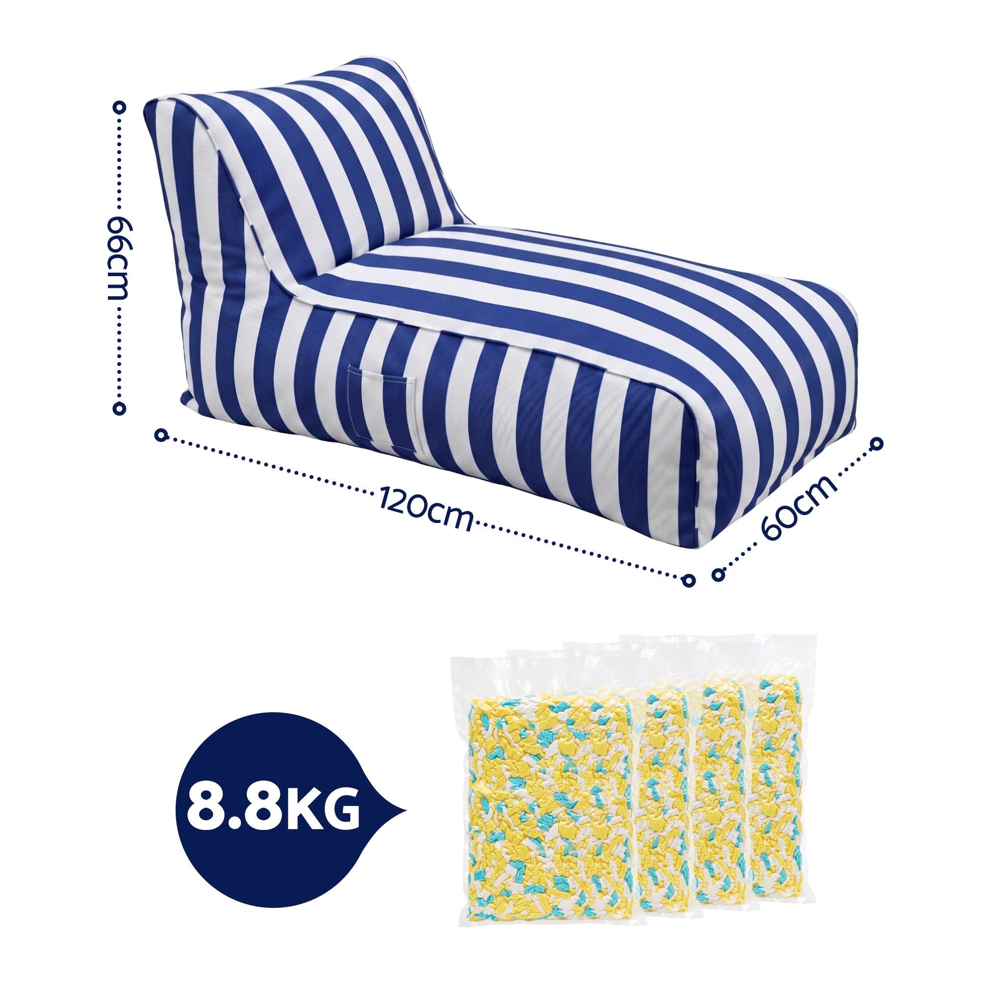 Artiss Outdoor Bean Bag Chair with Filler Splash-Proof Beanbag Lounge DIY Stuffed Animal Storage Bean Bag BD-LOUNGE-BLWH-4FILLER