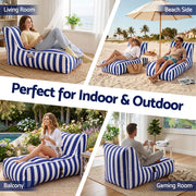 Artiss Outdoor Bean Bag Chair with Filler Splash-Proof Beanbag Lounge DIY Stuffed Animal Storage Bean Bag BD-LOUNGE-BLWH-4FILLER