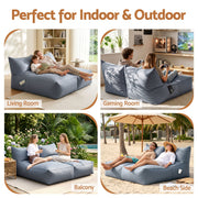 Artiss Outdoor Bean Bag Chair with Filler 2 Seater Beanbag Lounge Adults Splash-Proof Large Bean Bag Cover BD-LOUNGE-D-GR-12FILLER